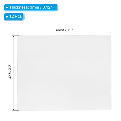 PATIKIL 8x12 Canvas Boards for Painting, 12 Pack 100% Cotton Square Triple Primed Stretched Blank Art Canvas Panel Bulk Thin for Acrylic, Oil, Tempera Paints, White - size: 8x12inch