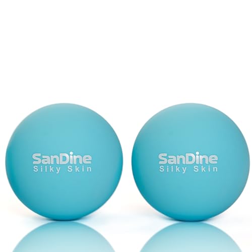 Lacrosse Massage Balls for Deep Tissue Massage - Release Tension Relieve Muscle Soreness Improve Flexibility - Ideal for Myofascial Release Trigger Point Therapy - 2Pack Yoga Balls by Sandine (Blue) - color: Blue