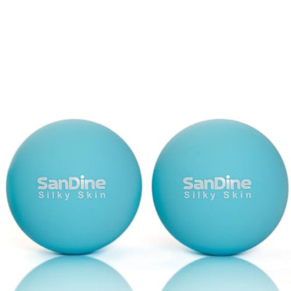 Lacrosse Massage Balls for Deep Tissue Massage - Release Tension Relieve Muscle Soreness Improve Flexibility - Ideal for Myofascial Release Trigger Point Therapy - 2Pack Yoga Balls by Sandine (Blue) - color: Blue