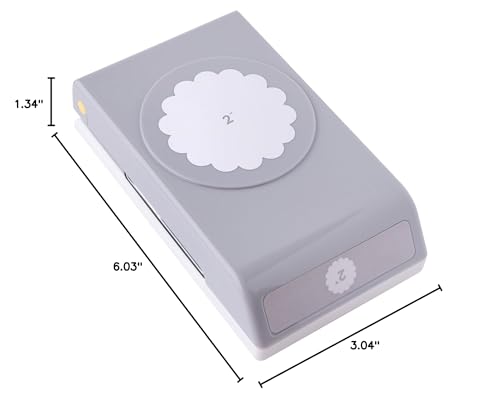 EK Tools Paper-punches, 2-Inch Scallop Circle, Gray, Metal Craft Punch, Stackable, Locks Shut, New Package