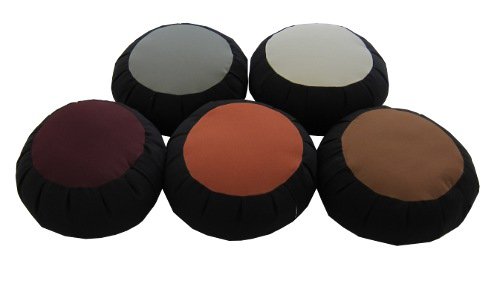 Buckwheat Zafu Meditation Cushion - color: Black With Natural Center