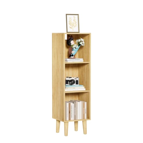 3 Cube Bookcase, Wooden Book Shelf Cube Storage Organizer with Legs, 3 Tier Bookshelf Freestanding Open Shelves for Bedroom, Living Room, Home Office (Oak, 3 Cube) - color: Oak, size: 3 Cube