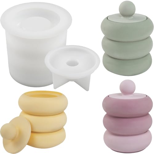 Jar Resin Mold with Lid 3D Jewelry Storage Box Epoxy Silicone Mold | Container Silicone Mold for Resin Casting, Planter Pot, Candle Holder, Storage Jar, Jewelry Trinket, DIY Home Decor Craft - color: Jar Resin Molds