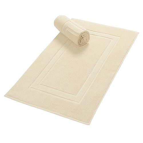 GLAMBURG Premium Cotton 20x32 inch 2-Pack Bath Mats - 100% Ringspun Cotton - Luxury Hotel & Spa Quality - 800 GSM - Durable Soft Highly Absorbent - Machine Washable - Ivory - color: Ivory