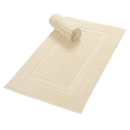 GLAMBURG Premium Cotton 20x32 inch 2-Pack Bath Mats - 100% Ringspun Cotton - Luxury Hotel & Spa Quality - 800 GSM - Durable Soft Highly Absorbent - Machine Washable - Ivory - color: Ivory