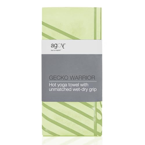 agoy Gecko Warrior - 차세대 극세사 요가 타월 - 양면 실리콘 미끄럼 방지 그립 - 핫 요가에 이상적 - 흡수성이 뛰어나고 세척하기 쉽고 여행 친화적 - 30% 재활용 소재 - 웻 백 무료