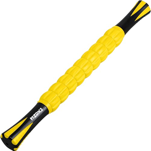 Muscle Roller & Massage Roller Stick for Athletes - Lymphatic Drainage Support, Relieves Muscle Soreness, Cramping & Tightness - Targets Legs, Arms, Back & Calves （Yellow） - color: Yellow