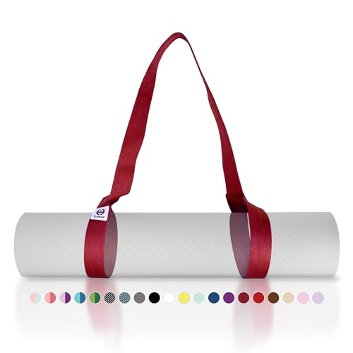 Tumaz Yoga Mat Strap Adjustable Carrier for All Yoga Mats, 2 Sizes | Extra Thick Cotton Blend |16+ colors are available | Fits Most Yoga Mats | Soft Woven Texture | Comfortable Shoulder Carry - color: 08. Burgundy, size: 64 IN