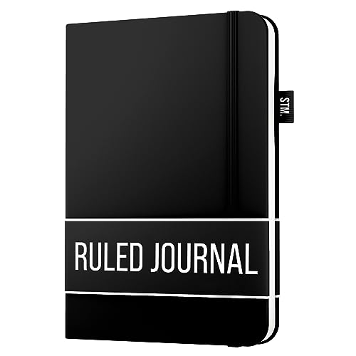 Scribbles That Matter Lined Journal Notebook for writing | Ruled 150 pages, 120gsm Thick Paper with Sticky Notes,pen loop, elastic band, leather hard cover A5 journals for writing, 5.75x8.2 inches - color: Black1