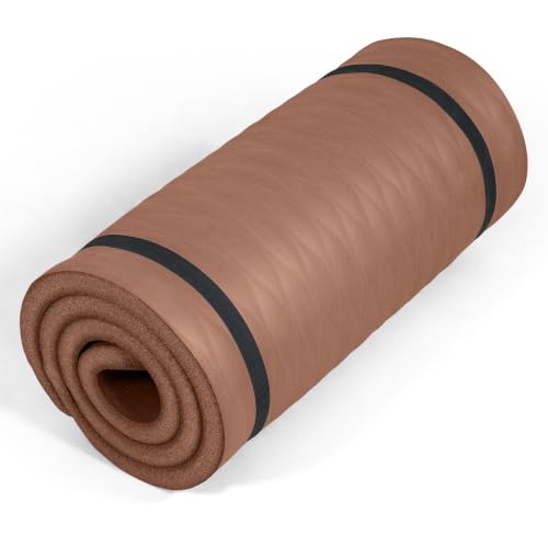 Tone Fitness 1-Inch Thick Yoga Mat | High-Density, Non-slip Exercise Mat with Carrying Strap for Yoga, Pilates, & Home Gym Workouts | Multiple Options - color: Mocha, style: Mesh