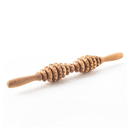 Tuuli Accessories - Oval Wooden Massage Roller, Multi-Functional Body Roller for Cellulite, Muscle Tension and Skin Health Support, Natural Massager for Women and Men