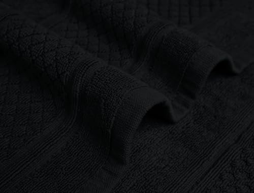 Avalon Towels Black Bath Mat - 100% Cotton Set of 4 Absorbent Bathmat - Bathroom Mats Quick Dry Bath Mats for Bathrooms (22x34 Inches) - color: Black, size: Pack of 4