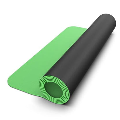 Reversible Yoga Mat - 5mm Thick Dual Sided Non-Slip Exercise Mat Made with 100% Recyclable Natural Rubber Eco-Friendly Fitness Pad for Core Training, HIIT, Pilates & Home Gym 26x71"