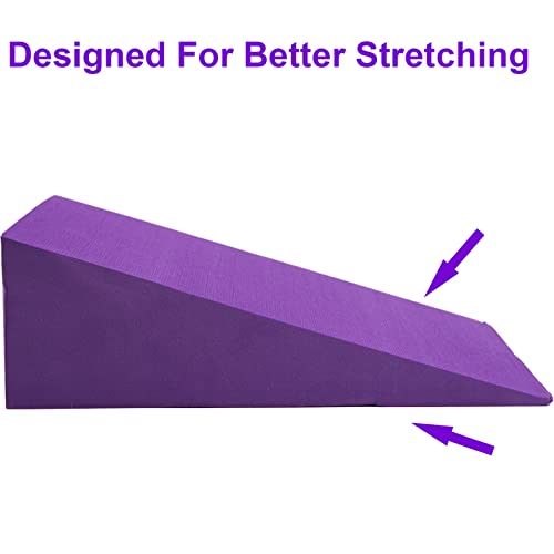 DEAYOU 2 Pack Yoga Foam Wedge, 13" EVA Foam Calf Stretch Slant Board for Lower Leg Strength Improve, Squat Wedge Incline Block for Workout, Exercise, Foot Heel Stretcher, Wrist Back Support (Purple)