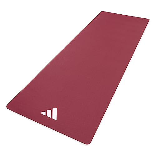 adidas Yoga Mat - Eco Friendly - Non Slip, Durable Textured Surface, 8mm - color: Mystery Ruby