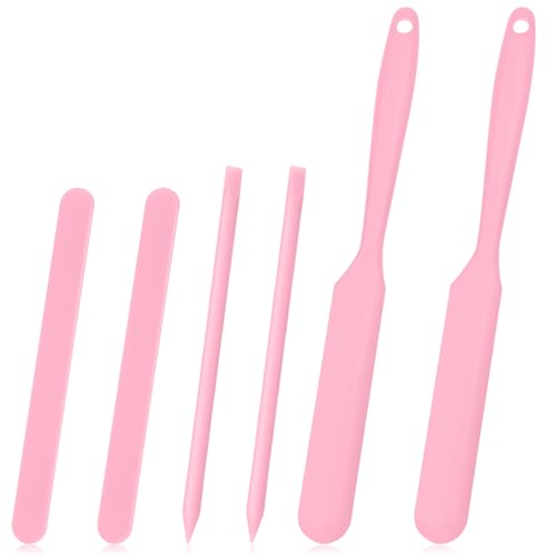 6PCS Silicone Stir Sticks Kits, 2pcs Spatula Scraper, 2pieces Large Silicone Sticks, 2pack Pointed Stir Rods, Reusable DIY Craft Tool for Mixing Resin, Paint, Liquid, Pink - color: Pink, size: Large&Medium-6PCS