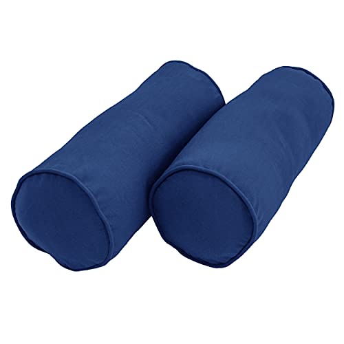 Blazing Needles Double-Corded Solid Twill Bolster Pillows with Inserts (Set of 2), 20" x 8", Royal Blue - color: Royal Blue
