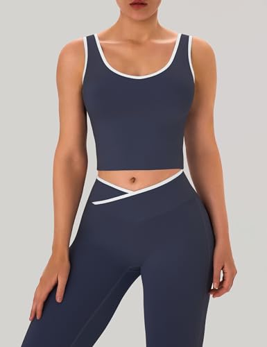 Womens Workout Sets 2 Piece Flare Leggings Contrast Top - color: Navy Blue, size: X-Small