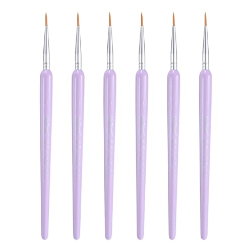 HARFINGTON 6pcs Detail Paint Brushes 10mm Pointed Tip Nylon Hair Miniature Painting Brush for Watercolor Oil Acrylic Painting(1#), Purple - color: Purple, size: 1# 10mm