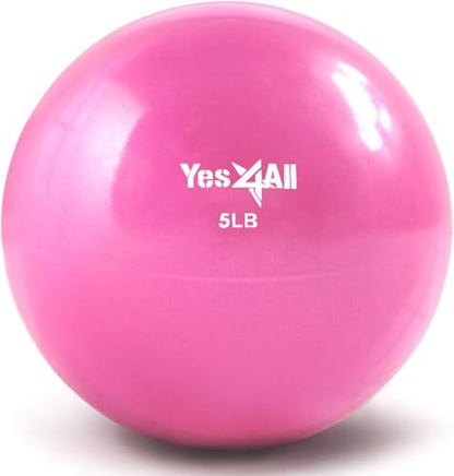 Yes4All Weighted Toning Balls for Exercise, Soft Medicine Balls for Exercise, Pilates, Yoga, Balance, Flexibility, 2-10lbs - color: Pink, style: A. Smooth