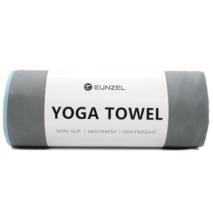 Eunzel Hot Yoga Mat Towel, Ultra-Absorbent Microfiber 72" x 26.5" | Ultra Absorbent Microfiber, Soft Touch Fabric, Quick Dry, Hot Yoga & Pilates, Machine Washable - color: Gray/ Blue