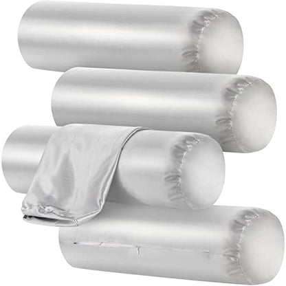Remerry 4 Pack 18 x 6 Inches Gray Silk Satin Neck Roll Pillow Cases, Cover Only Round Neck Bolster Pillow Covers Cervical Cylinder Case with Zipper, Pillowcases for Hair Skin - color: Gray, size: 18 x 6 inches