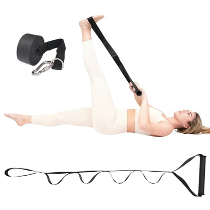Elastic Yoga Strap with Multiple Loops for Leg & Back Stretching, Aids Rehab, Mobility & Post-Workout Recovery