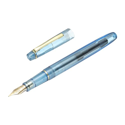PATIKIL Fountain Pen Medium Nib, Fountain Pen Barrel Handcrafted Pen for Professional Office Journaling Gifts, Transparent Blue - color: Transparent Blue