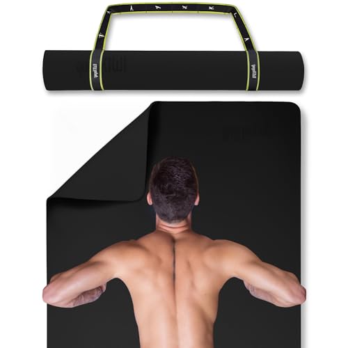 Gogokiwi Extra Wide Yoga Mat for Men Women (72"L x 36"W) Non Slip Fitness & Exercise Mat with Alignment Marks for Yoga, Pilates, Floor Workouts - color: Just Black, size: Standard (1/4 Inch Thick)