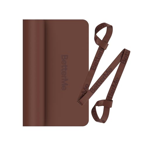 BetterMe Yoga Mat - Non-Slip Exercise Mat for Women - Cushioned Pilates Mat for Home Workouts, Stretching & Hot Yoga - Portable Fitness Mat with Strap - color: Chocolate Brown