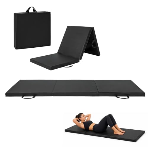 Gymnastics Mat, Extra Thick 2-Inches High Density Foam Tumbling Exercise Mat with Non-Slip Textured Surface and Carrying Strap, Portable Workout Mat for Yoga, Pilates, Stretching and Home Gym