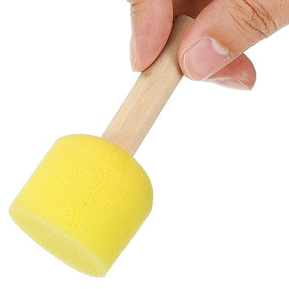 PATIKIL 0.8" Paint Sponges for Painting, 40 Pack Round Painting Sponge Foam Brush Wooden Handle Painting Tools for Crafts Arts, Yellow - size: 0.8"