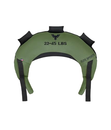 Elite Sports Bulgarian Canvas Bag, Fitness Canvas MMA Gym Cross Workout Training Sandbag 17, 25, 33, 45 lbs (UNFILLED) - color: Forest Green, size: 45 LBS