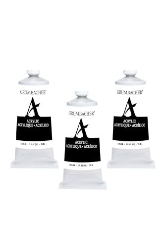 Grumbacher Mixing White Acrylic Paint, 90ml/3 oz. Metal Tube, 3-Pack - color: Mixing White