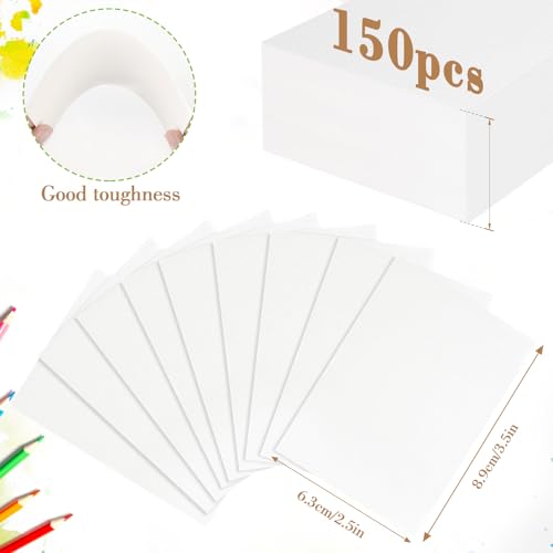 150PCS 2.5x3.5 Watercolor Paper Bulk, 140lb/300g Cold Press Thick Water Color Paper Pad for Child Adult, White Art Paper for Drawing Painting Markers Gouache, Textured Cotton Paper Sheets - color: White-150pcs, size: 2.5x3.5