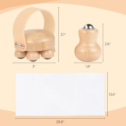Wooden Handheld Massager, 2-Pack Multi-Roller for Body Contouring