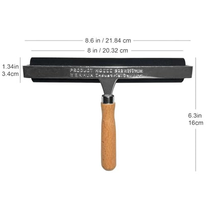 Soft Rubber Brayer – 45A Durometer Printmaking Roller, 8 Inch, for Gel Printing, Linocut & Block Printing, Heavy-Duty Steel Frame with Wood Handle - size: 8 in