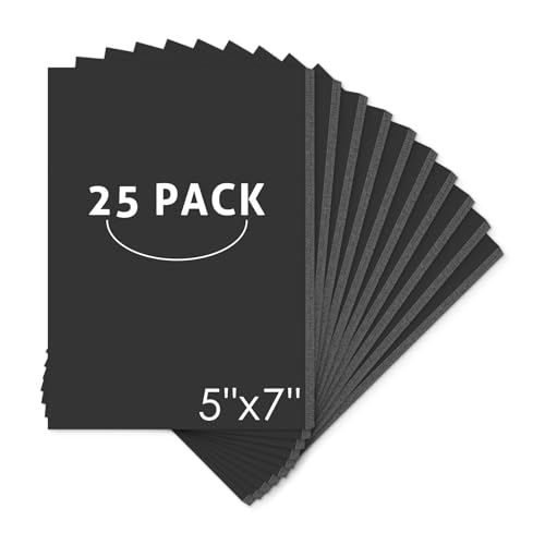 Mat Board Center 5x7x3/16" Black High-Grammage Foam Core Boards Pack of 25 | Acid Free, Polystyrene, Warp-Resistant, Double-Sided Foam Poster Board, Easy to Cut & Write for Display, Draw, Crafts & Art - color: Black, size: 5x7
