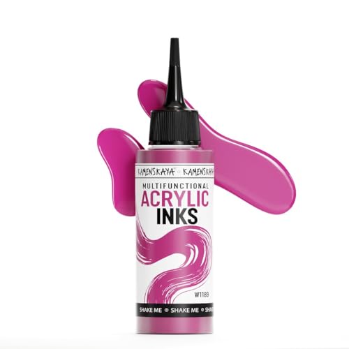 KAMENSKAYA Acrylic Inks for Artists - Bright Pink Acrylic Ink, 3.38 Fl Oz (100 ml) | Highly Concentrated, Multifunctional Liquid Acrylic Paint - color: Bright Pink