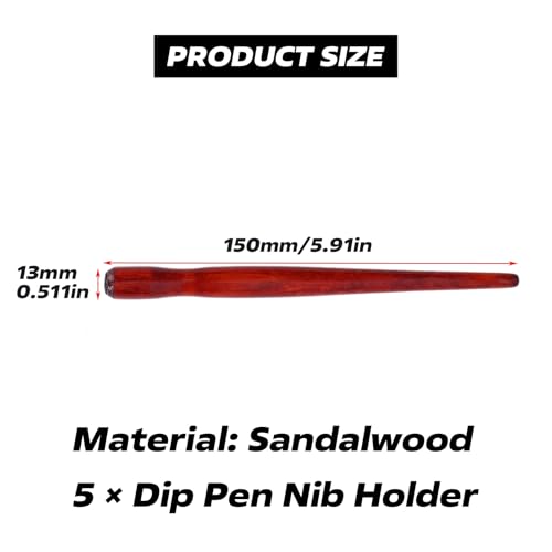5Pcs Dip Pen Holder, Wood Comic Nib Holder, 5.91in Wooden Pen Nib Holder Wood Cartoon Comic Pen Nib Holder Comfortable Grip for Calligraphy Writing Signing, Cartooning Sketching - color: Red Wood Color