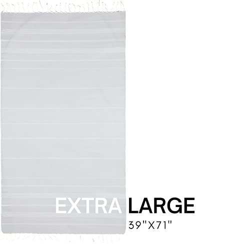 BAY LAUREL Turkish Beach Towel with Travel Bag 39 x 71 Quick Dry Sand Free Lightweight Large Oversized Towels Light - color: Grey With Yellow Bag