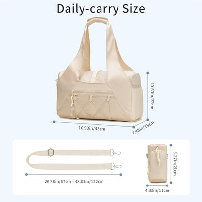 Handbag for Women Yoga Bag Large Capacity Yoga Pad Buckle with Shoe Compartment Water Bottle Sports Gym Bag Travel - color: A01-beige