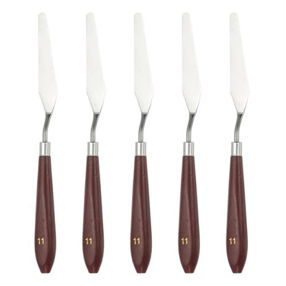 HARFINGTON 5pcs Palette Knife Painting Tool 3.35" x 0.71" Stainless Steel Art Spatula Pallet Knives Scrapers Tools with Plastic Handle for Acrylic Oil Canvas Mixing Spreading, Red/Silver - size: 3.35" x 0.71"