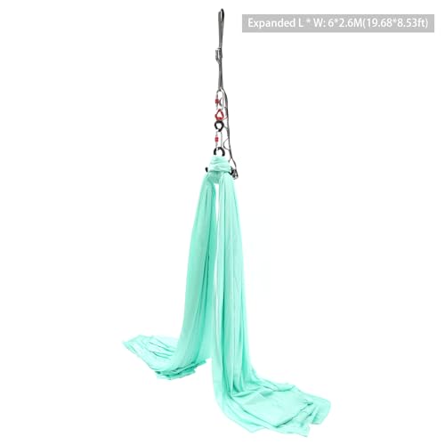 6m Yoga Stretching Rope Aerial Yoga Practice Polyester Strap Yogas Hammock Practice Kit for Fitness Gymnastics Dance Ballet, Green