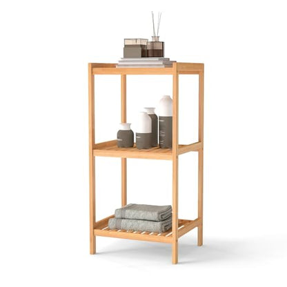 kinbor 3-Tier Bamboo Shelf Freestanding, Bathroom Standing, Natural Bamboo - size: 3-Tier