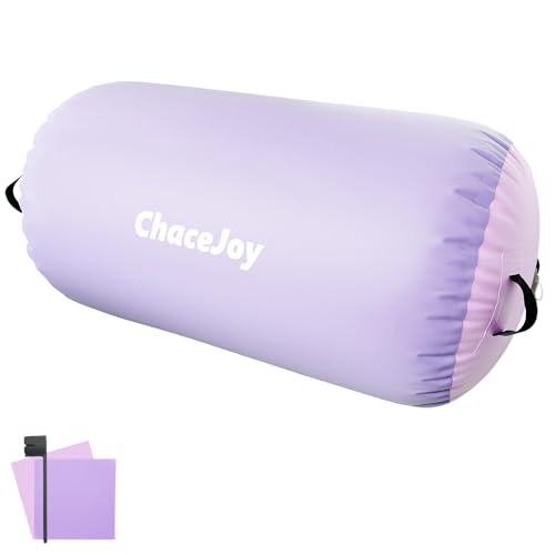 Gymnastics Air Barrel Inflatable Tumbling Roller for Cheerleading and Gymnastics Home Training Perfect for Back Handspring Practice Tumbling Drills Air Roller for Kids and Adults Includes Repair Kit - color: Light Purple/Pink, size: (L)39.3"x(Diam)23.6"-N