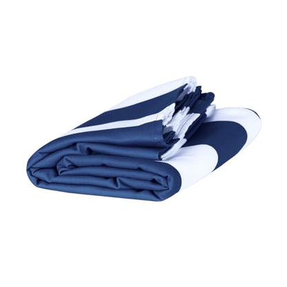 Dock & Bay Beach Towel - Quick Dry, Sand Free - Compact, Lightweight - 100% Recycled - Includes Bag - Cabana - Navy - Large (160x90cm, 63x35) - color: Cabana - Navy, size: Large (160x90cm, 63x35")