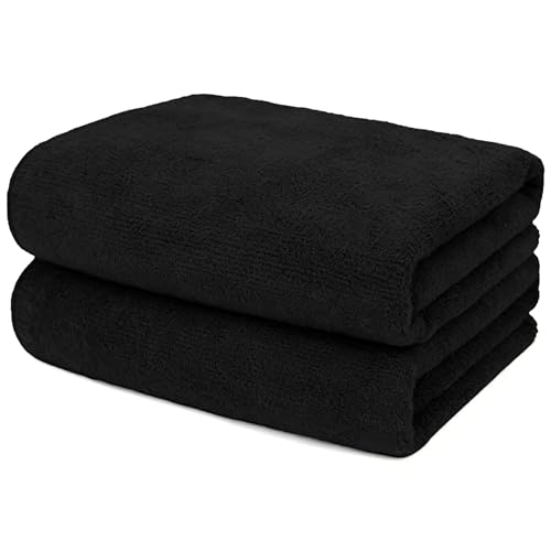 UNIMADE 2 Pack Salon Towels - Highly Absorbent and Quick Drying Hand Towels | Premium Wash Cloths for Bathroom, Gym, Shower, Hotel, and Spa - 16x27 inch (Black) - color: Black, size: 2 Pack