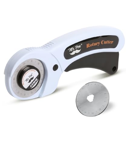 Mr. Pen- 45mm Rotary Cutter with 1 Extra Blade, Ergonomic Handle | Rotary Cutter for Fabric - color: Light Blue