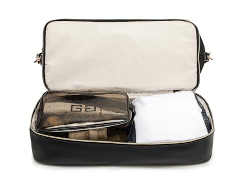 Kinmac Travel Duffel - Overnight Weekender & Sports Gym Bag, Carry-on Tote (Black) - color: Black Grid